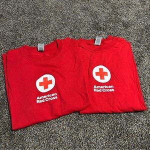 American Red Cross set of 2 red long sleeve shirts large and medium women unisex